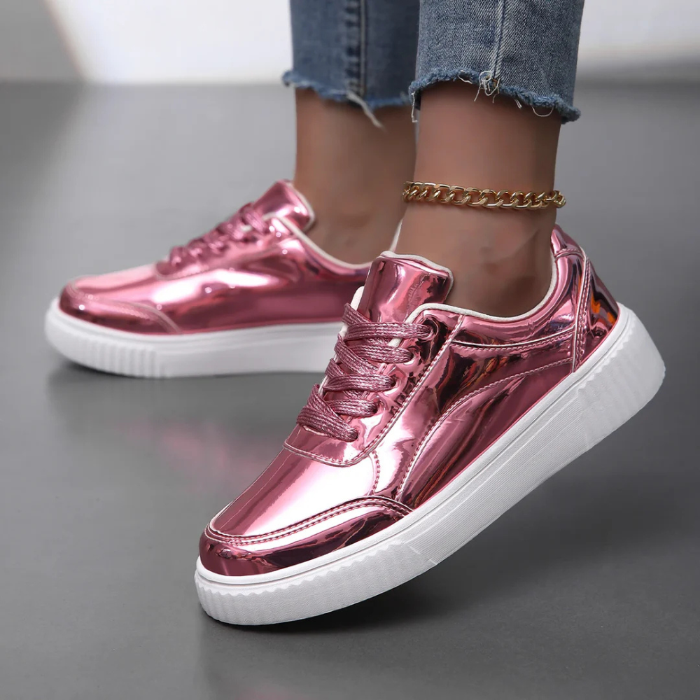 Laura - Baskets effet miroir brillant