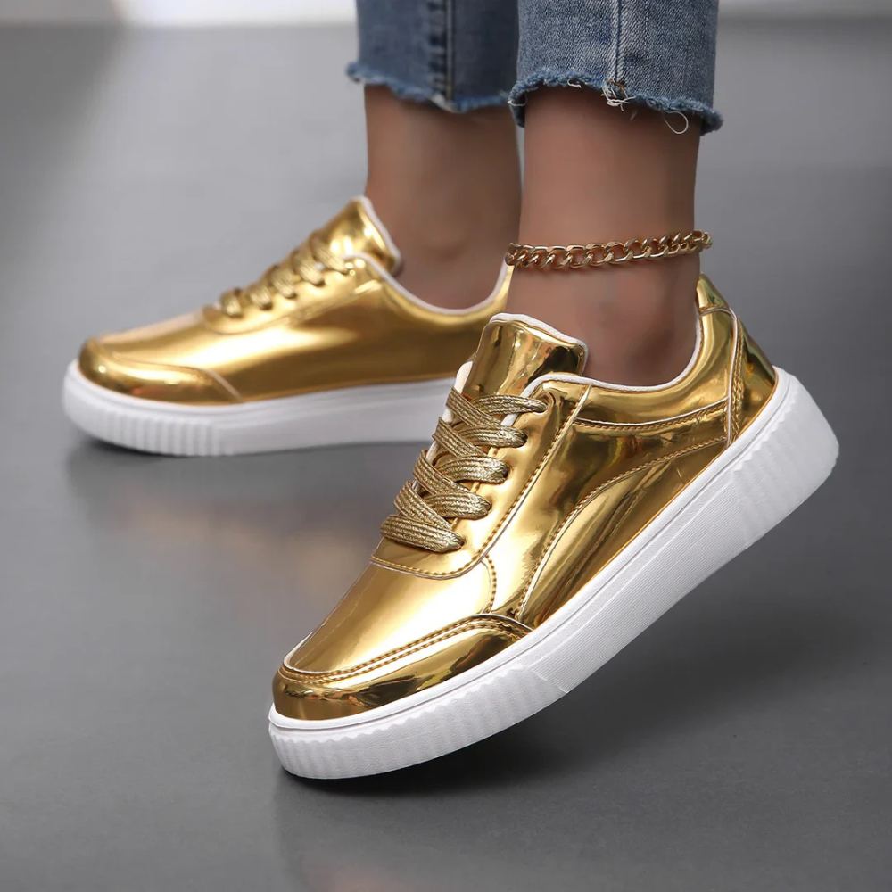 Laura - Baskets effet miroir brillant