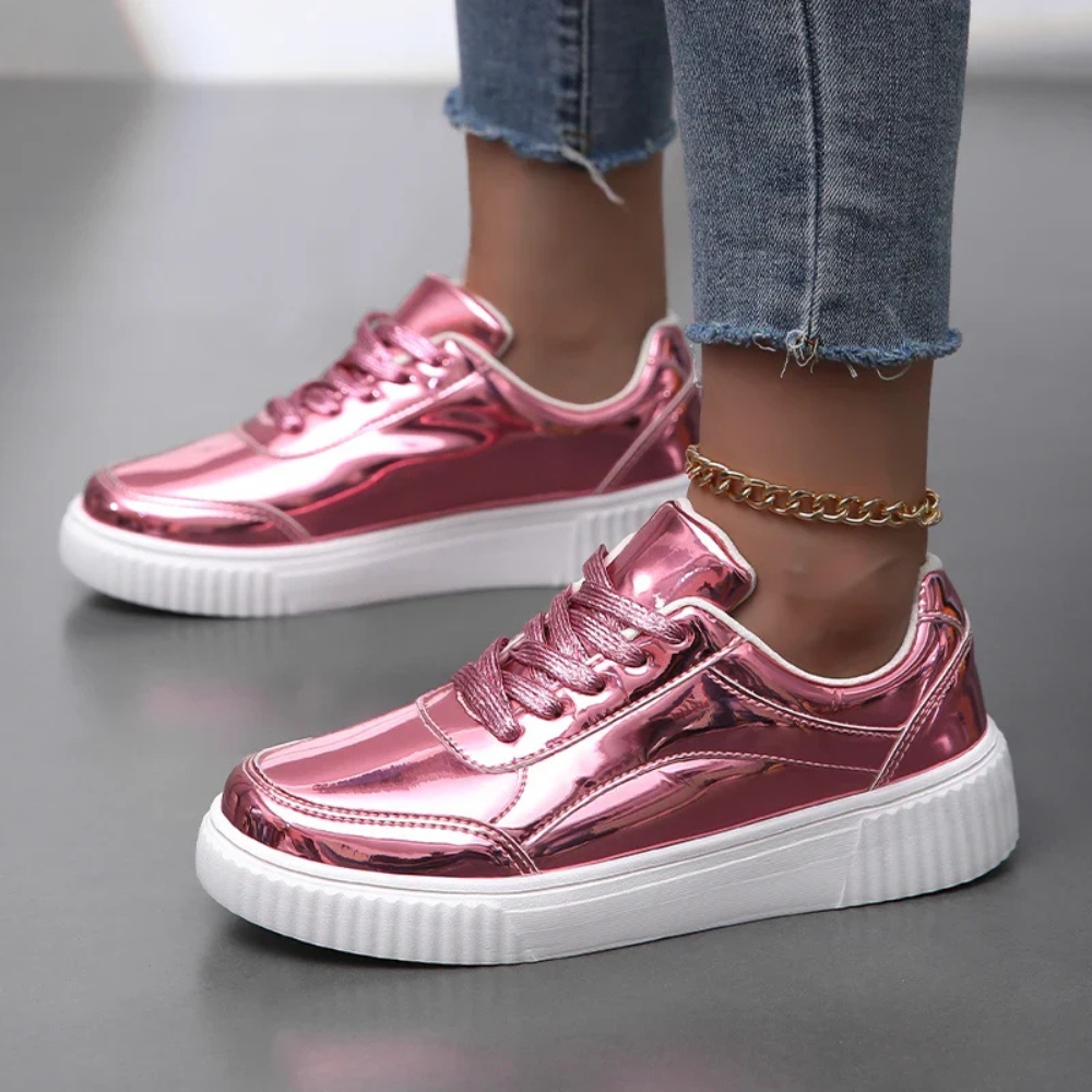 Laura - Baskets effet miroir brillant