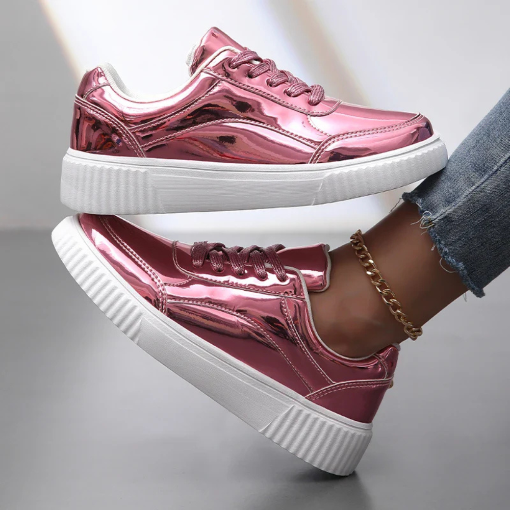 Laura - Baskets effet miroir brillant
