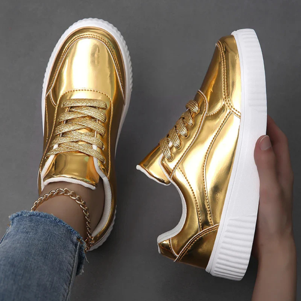 Laura - Baskets effet miroir brillant