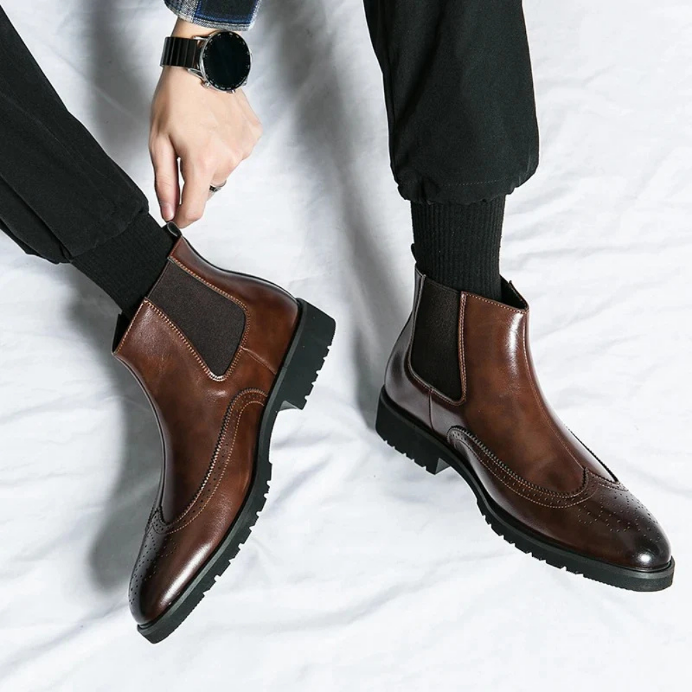 Leonardo - Bottines Chelsea en cuir véritable
