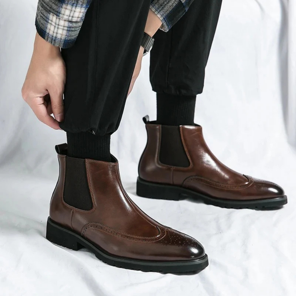 Leonardo - Bottines Chelsea en cuir véritable