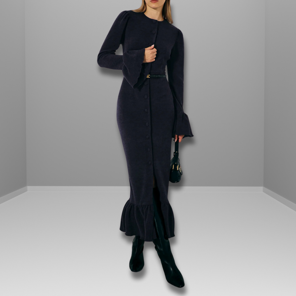 Beatrice - Robe à basque bleu marine