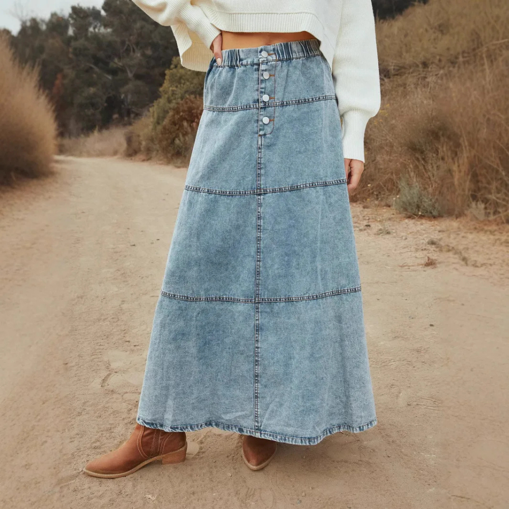 Milano Boho Long Denim Skirt