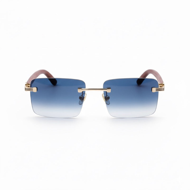 Alberto Vintage Shades sunglasses in blue gradient lenses, rimless design, front view