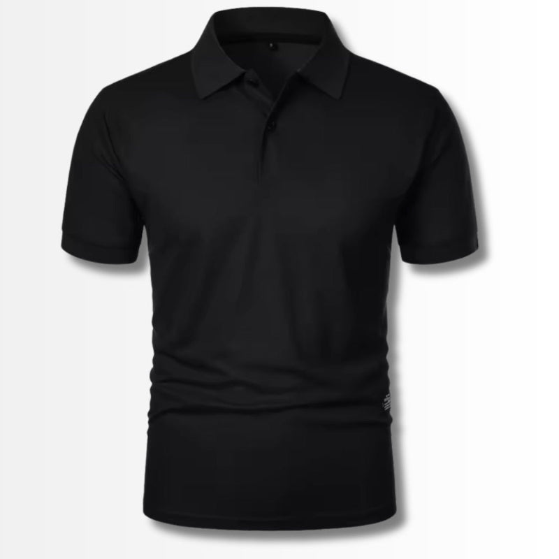 Luigi Cotton Slim Fit Polo in black – timeless men’s polo shirt with minimalist design and soft cotton comfort.