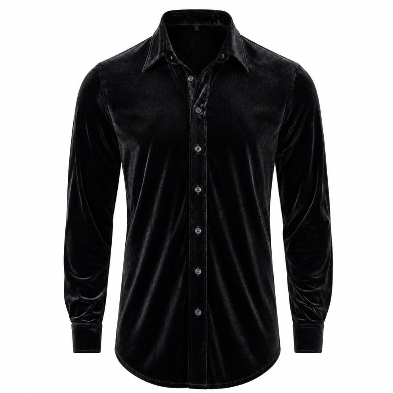 Black velvet shirt on a white background