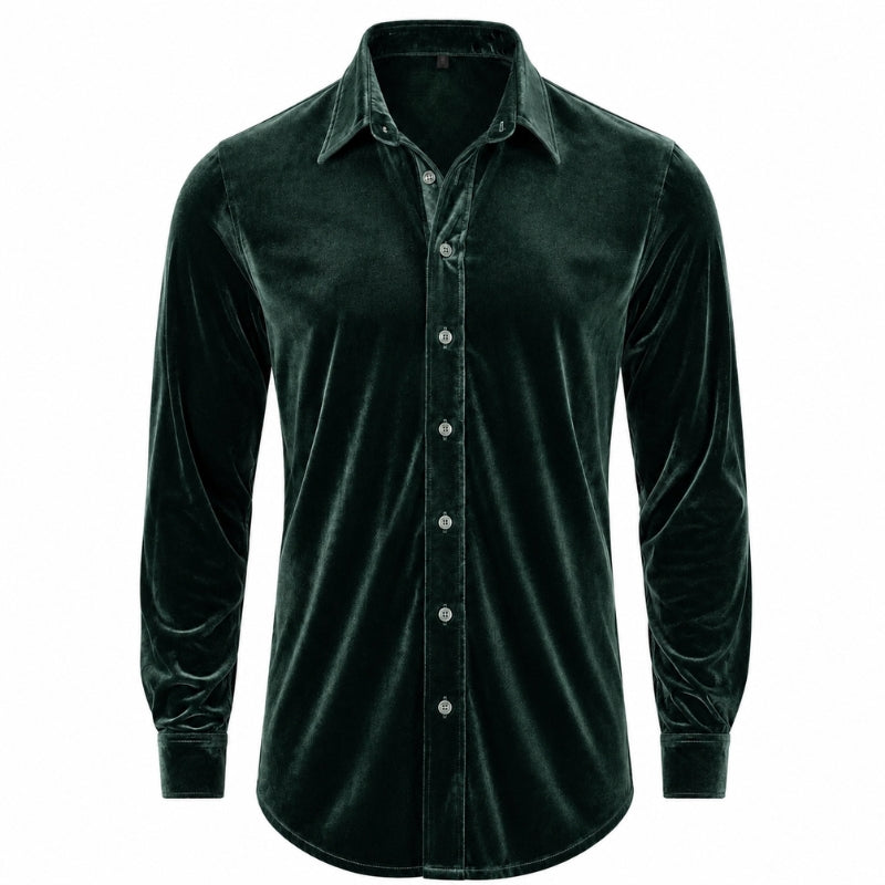 Green velvet shirt on a white background