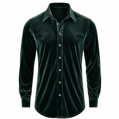 Green velvet shirt on a white background