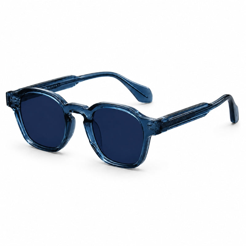 Black round sunglasses on a white background
