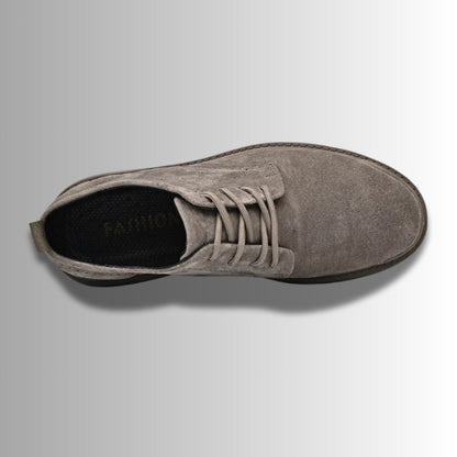 Mario Genuine Suede Shoes in gray – stylish men's suede lace-up shoes with minimalist design and premium comfort sole by Polumi.