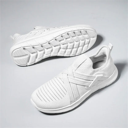Top view of white Francesco Premium X Sneakers, soft knit upper and flexible sole for casual daily wear