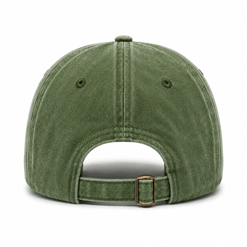 Green cap with a strap on a white background