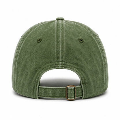 Green cap with a strap on a white background