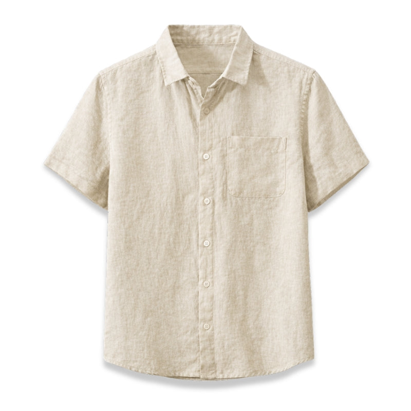 Khaki short-sleeve shirt on a white background