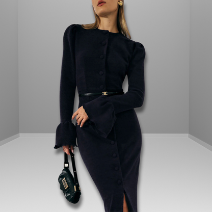 Beatrice - Robe à basque bleu marine