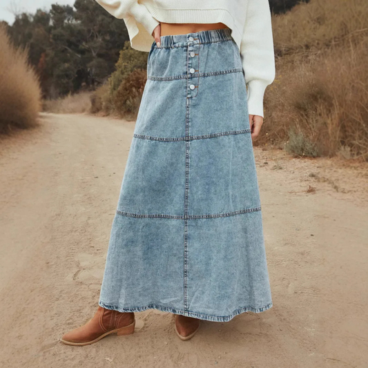 Milano Boho Long Denim Skirt