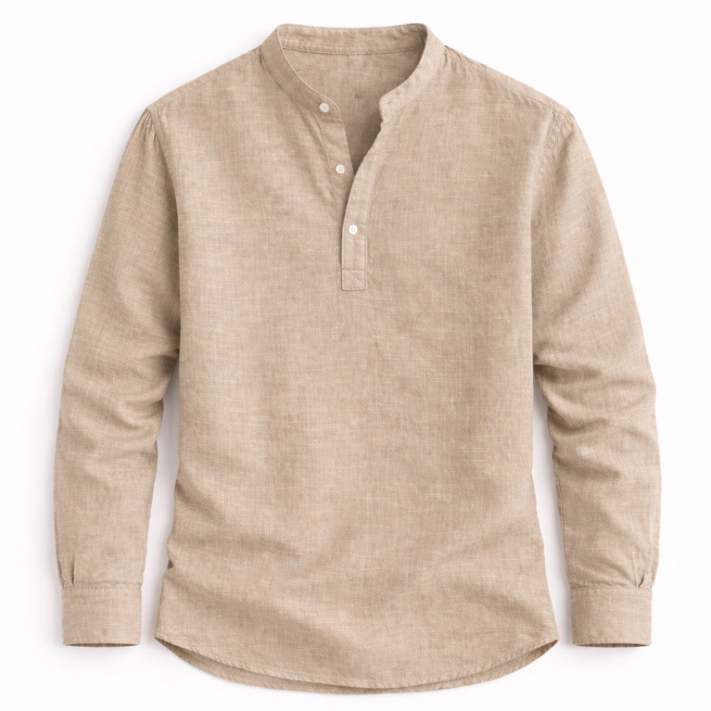 Khaki long-sleeve shirt on a white background
