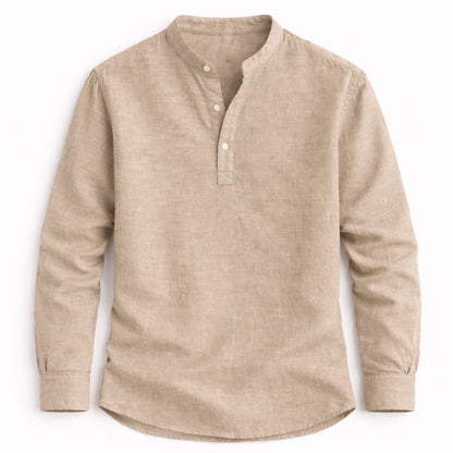 Khaki long-sleeve shirt on a white background