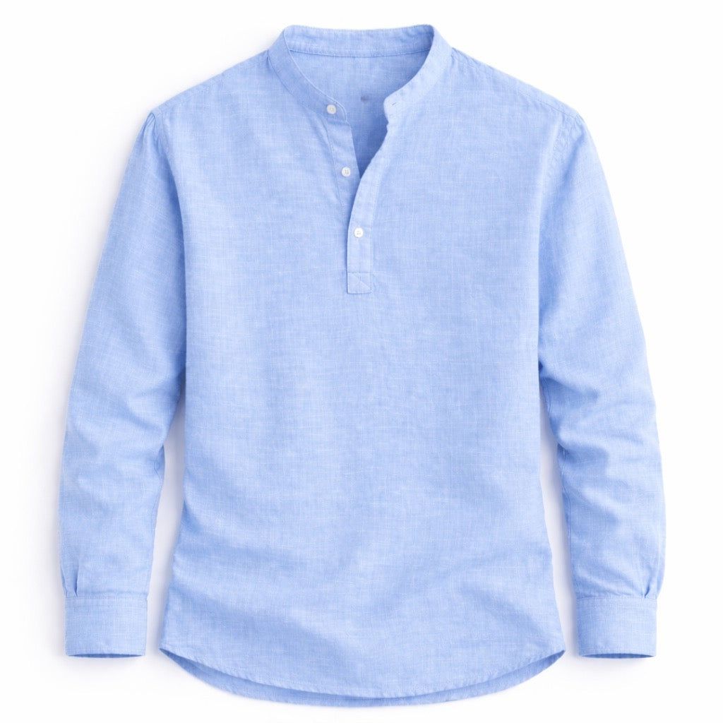 Light blue long-sleeve shirt on a white background