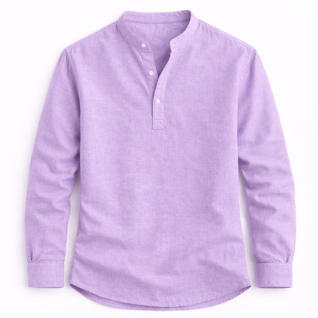 Light purple long-sleeve shirt on a white background