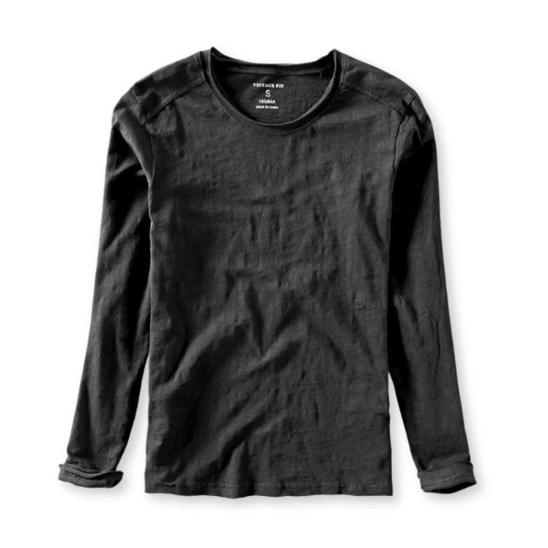 Black long-sleeve shirt on a white background