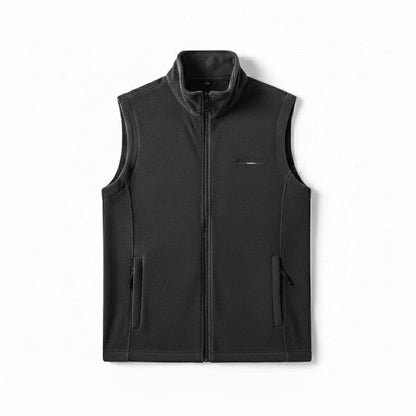 Enrico Fleece Vest black – modern men's fleece zip-up vest offering comfort, warmth, and minimalist outdoor style.