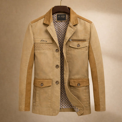 Tan jacket on a beige background