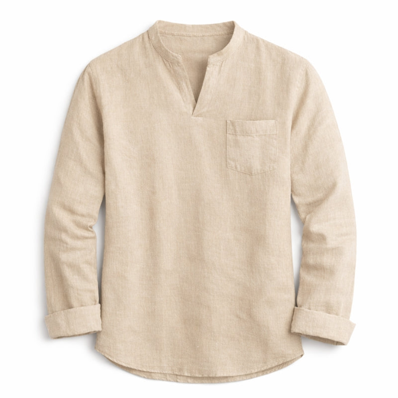 Beige long-sleeve shirt on a white background