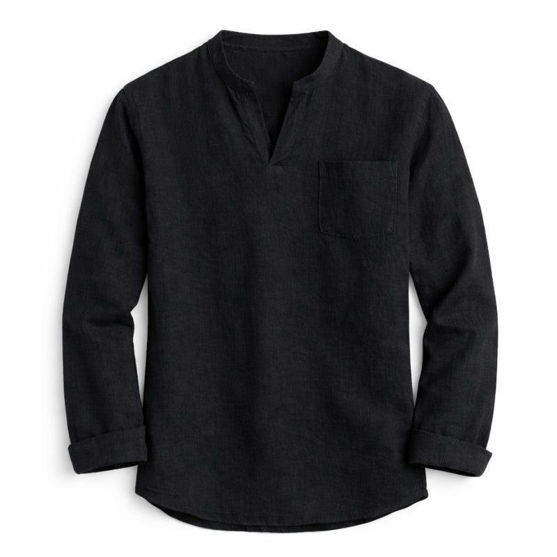 Black long-sleeve shirt on a white background