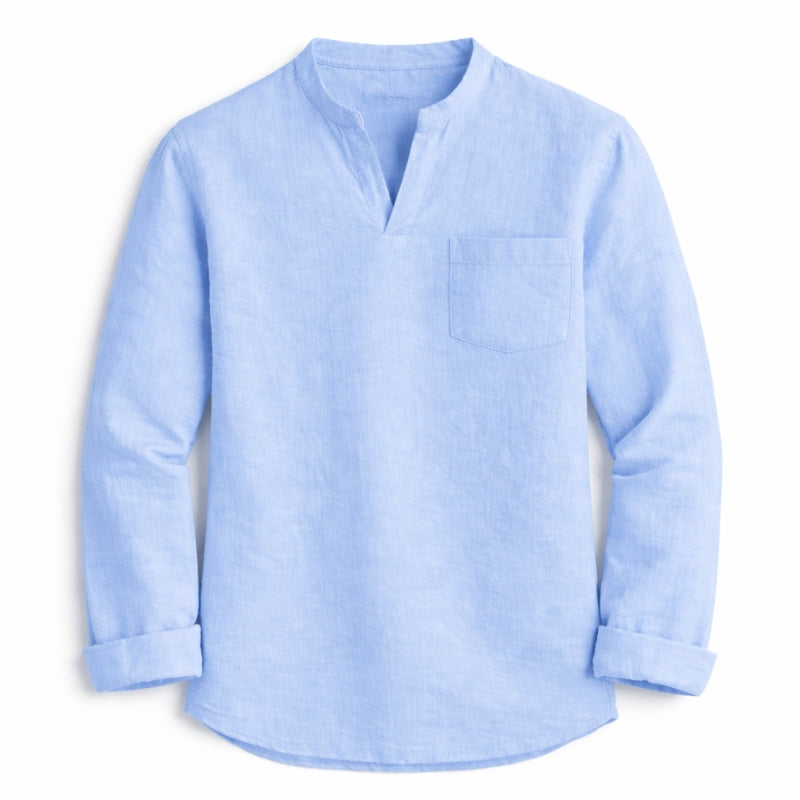 Light blue button-up shirt on a white background