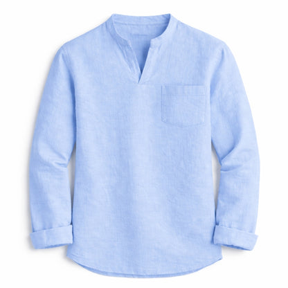 Light blue button-up shirt on a white background
