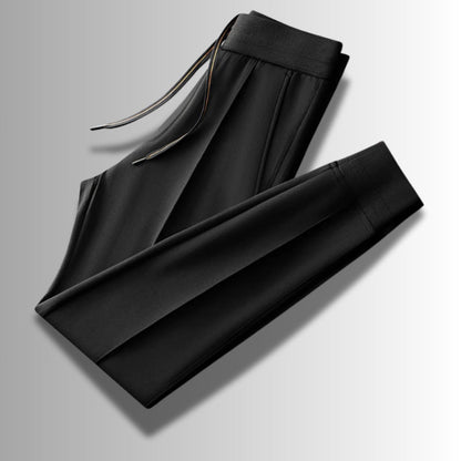 Tullio Premium Casual Tracksuit Set black pants – black men's jogger trousers with elastic waist and tailored fit by Polumi.