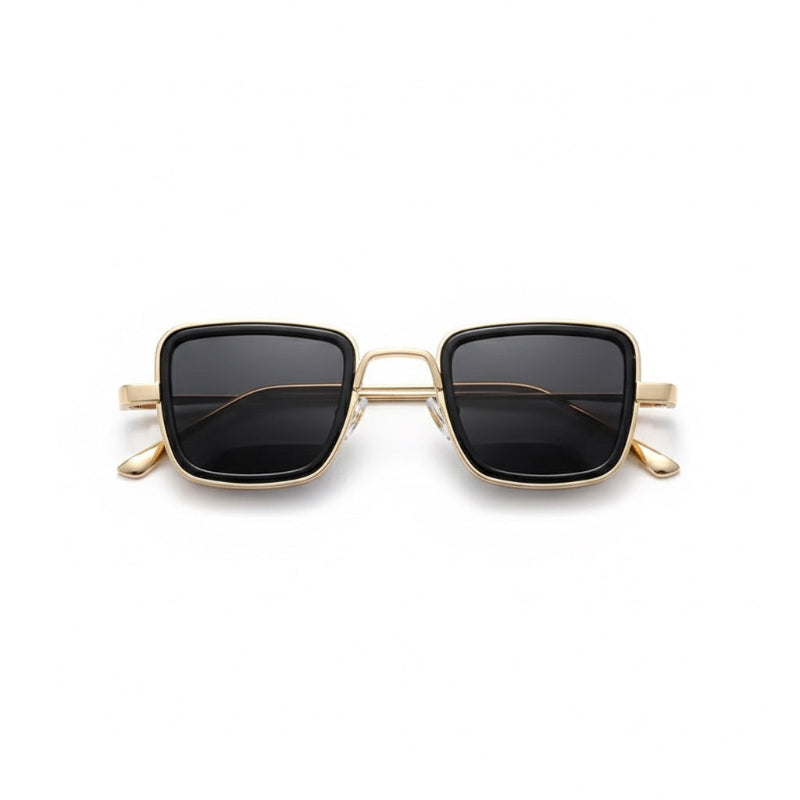 Achille Mr. Steel Sunglasses in black gold with square metal frame