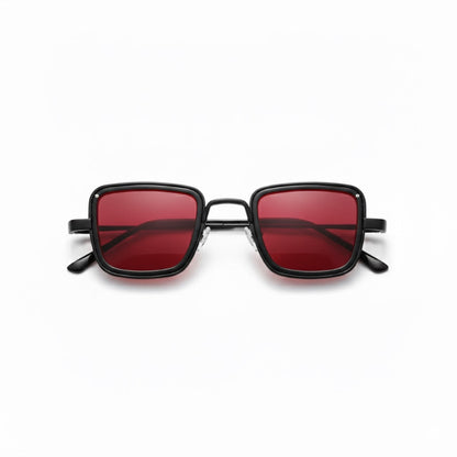 Achille Mr. Steel Sunglasses with black frame and red lenses
