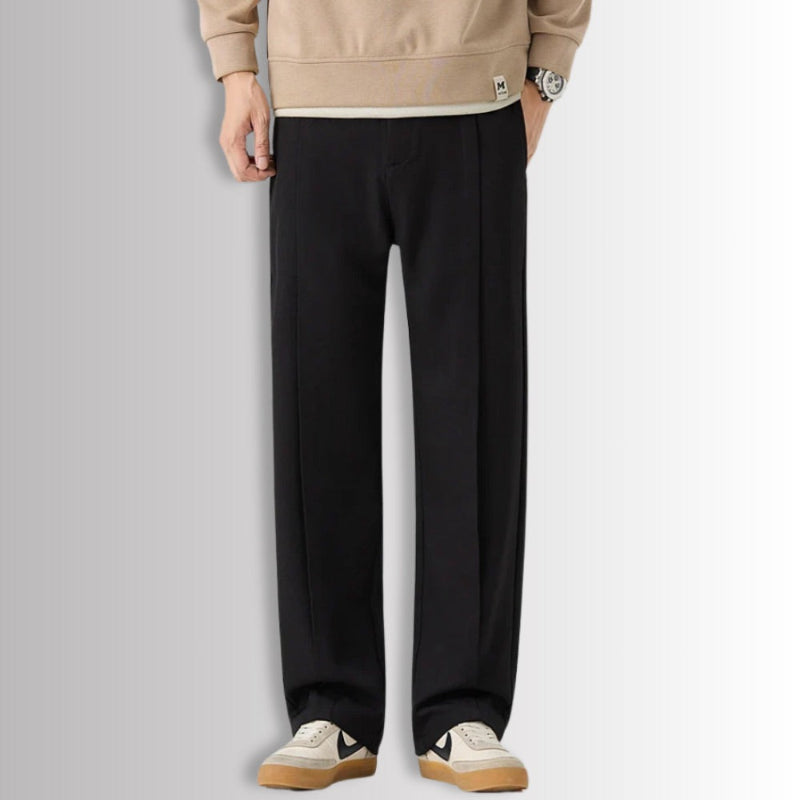 Gray Alberto Comfortable Relaxed Pants, men’s relaxed tailored trousers with soft drape, front view.