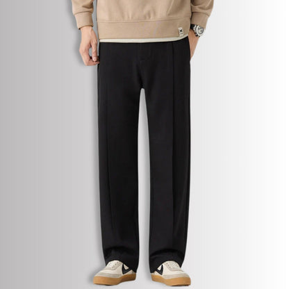 Gray Alberto Comfortable Relaxed Pants, men’s relaxed tailored trousers with soft drape, front view.