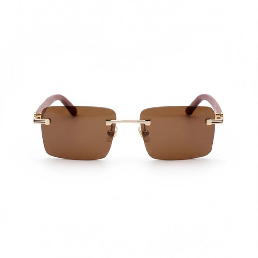 Alberto Vintage Shades sunglasses in brown lenses with gold bridge, front view
