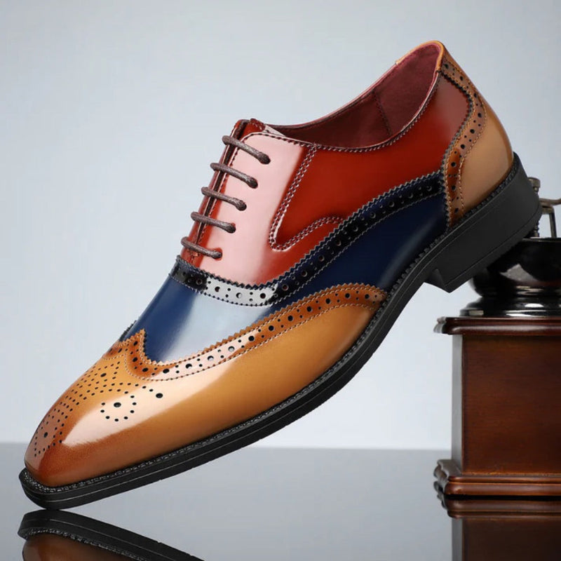 Aldo Leather Brogue Shoes in colorful polished leather – elegant men’s wingtip Oxford shoes by Polumi