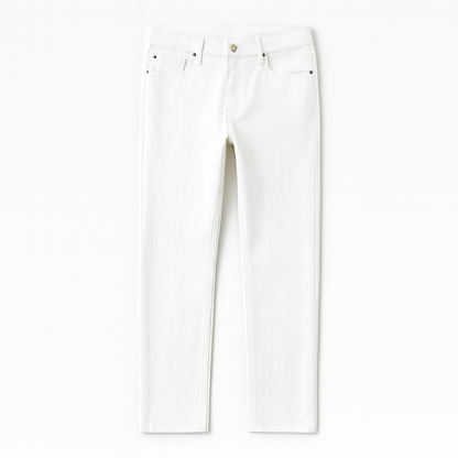 White Alessandro Flex Cotton Jeans – Italian men’s slim fit stretch cotton jeans by Polumi for a clean modern look