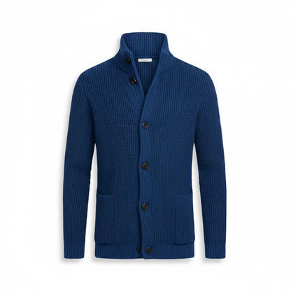 Royal blue Alfredo Gentleman Cardigan – soft knitted men’s cardigan with button closure