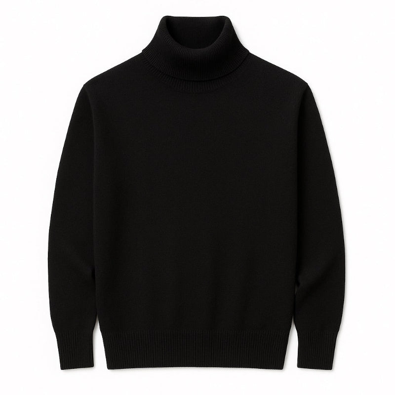 Polumi men’s black pure cashmere turtleneck – minimalist winter wardrobe essential