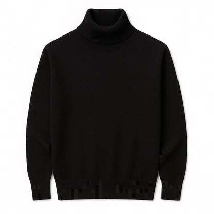 Polumi men’s black pure cashmere turtleneck – minimalist winter wardrobe essential