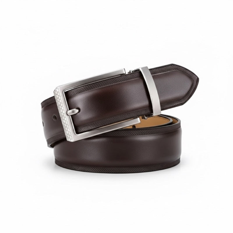 Bruno Premium Leather Belt in Brown by Polumi – premium men's brown leather belt with detailed texture and luxury finish