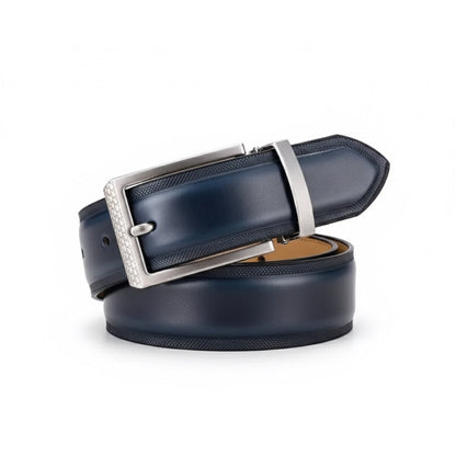 Bruno Premium Leather Belt in Navy by Polumi – elegant men's leather belt with silver buckle and refined navy finish