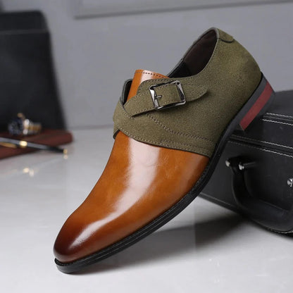 Single Bruno Suede Loafer in olive brown showing leather shine and side buckle – Polumi luxury men’s footwear.