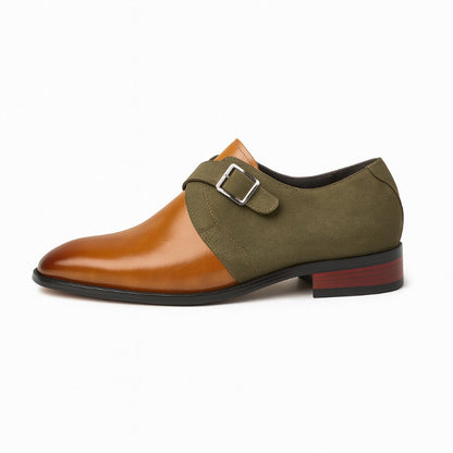 Bruno Suede Loafer in olive brown displayed on white background – Polumi premium men’s fashion shoe.