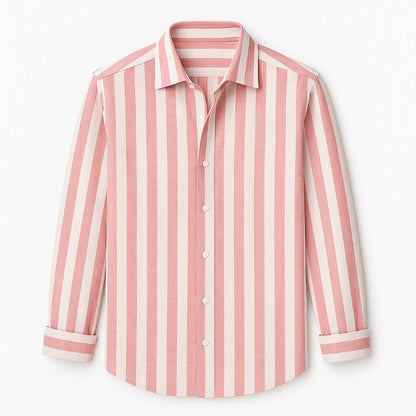 Men’s pink striped button-up shirt – stylish smart casual Italian design