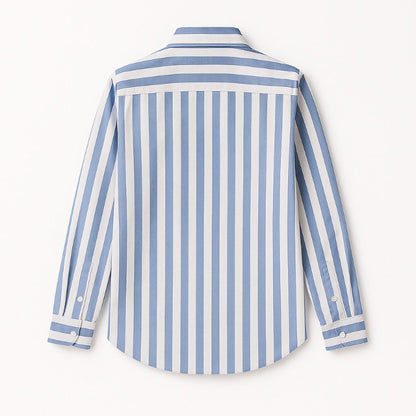 Back view sky blue striped shirt for men – premium comfort Italian style